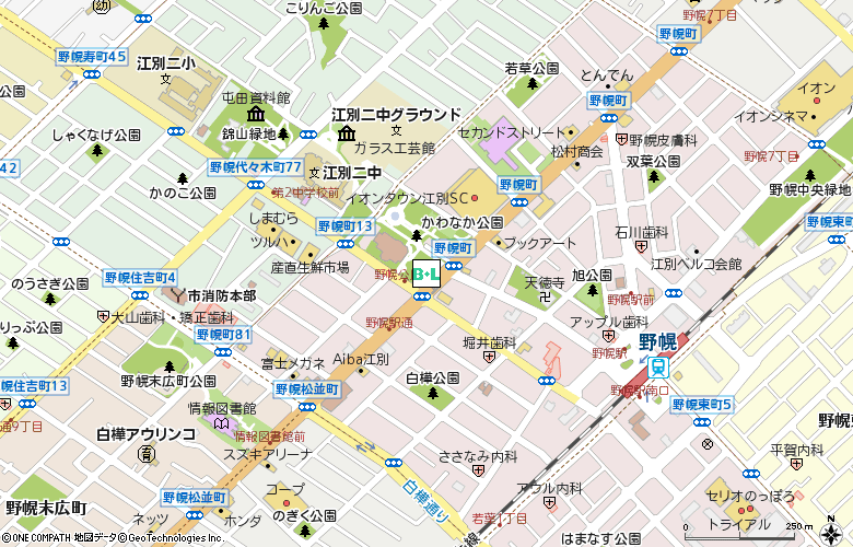 野幌コンタクト付近の地図